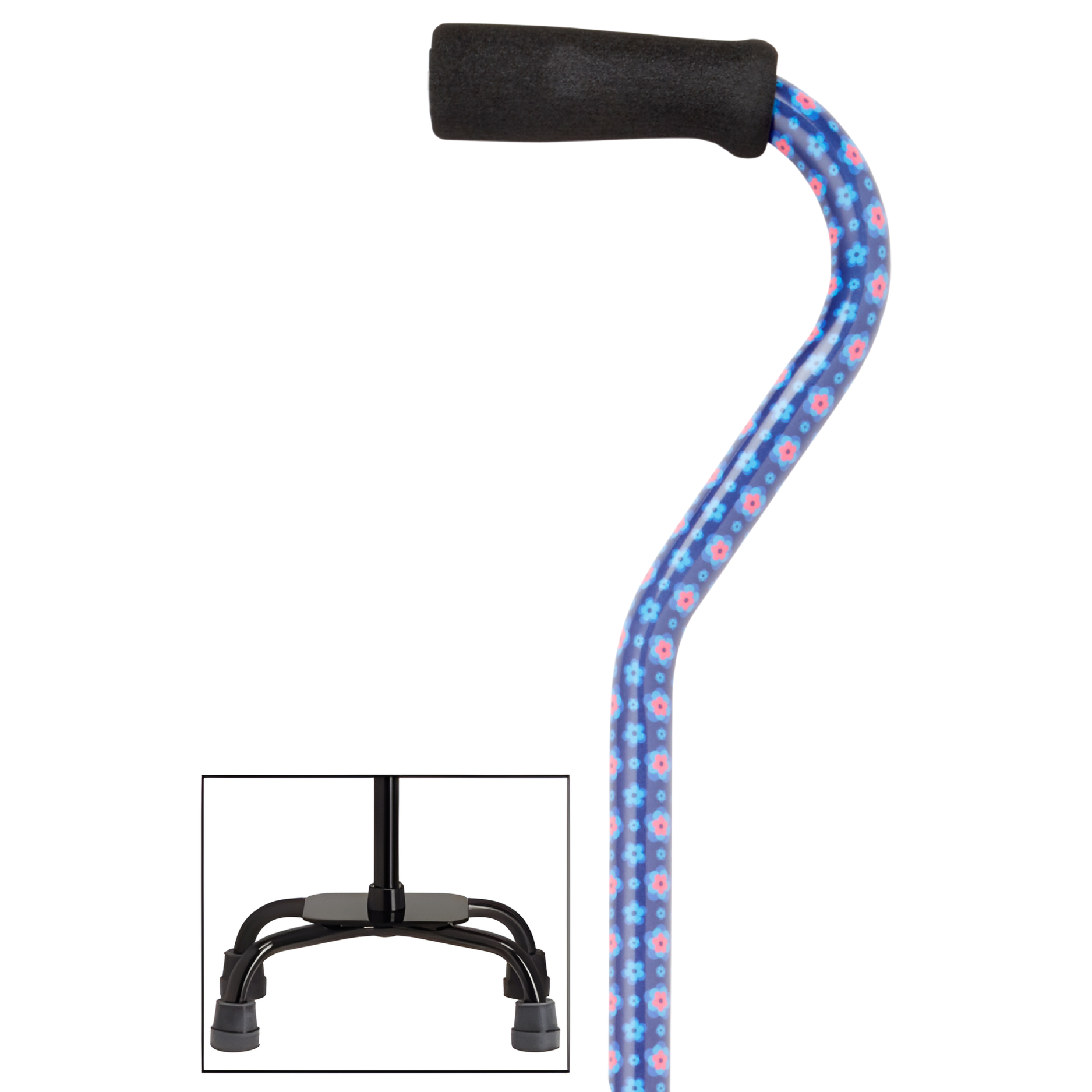 Sturdy Balance Quad Cane with Adjustable Height & Secure Grip