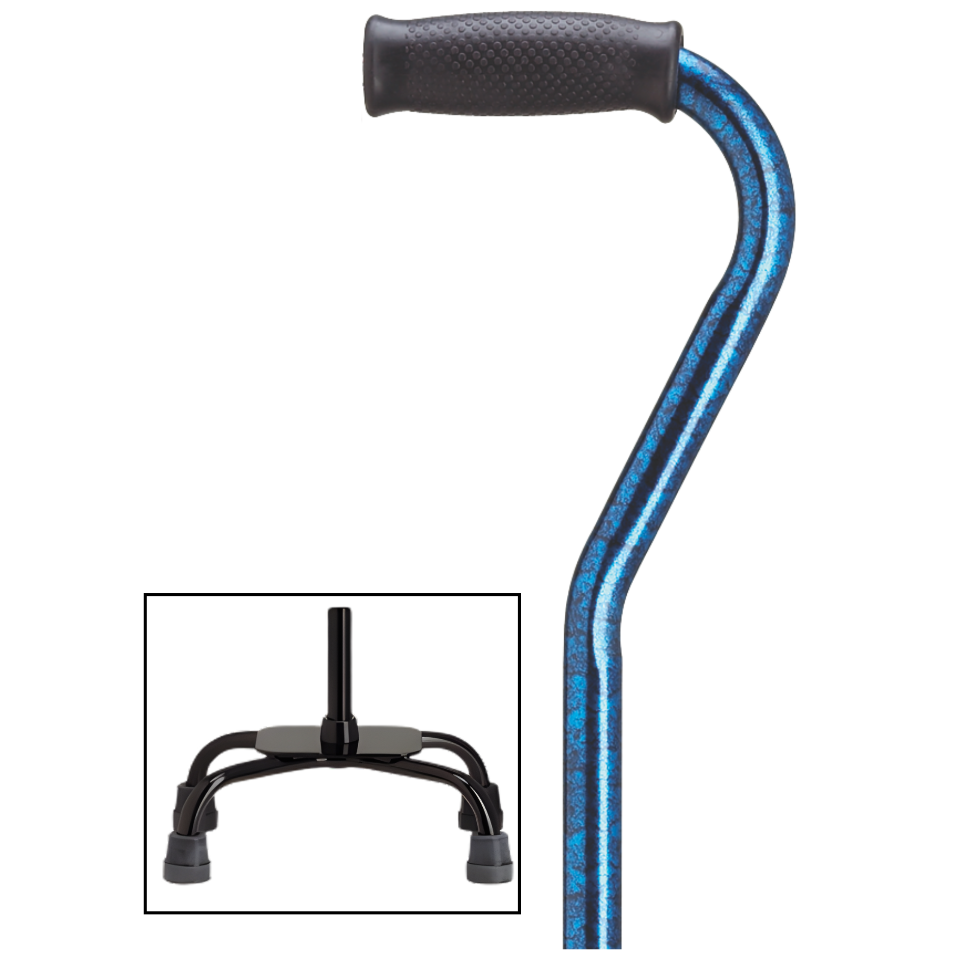 Adjustable Quad Cane with Offset Handle