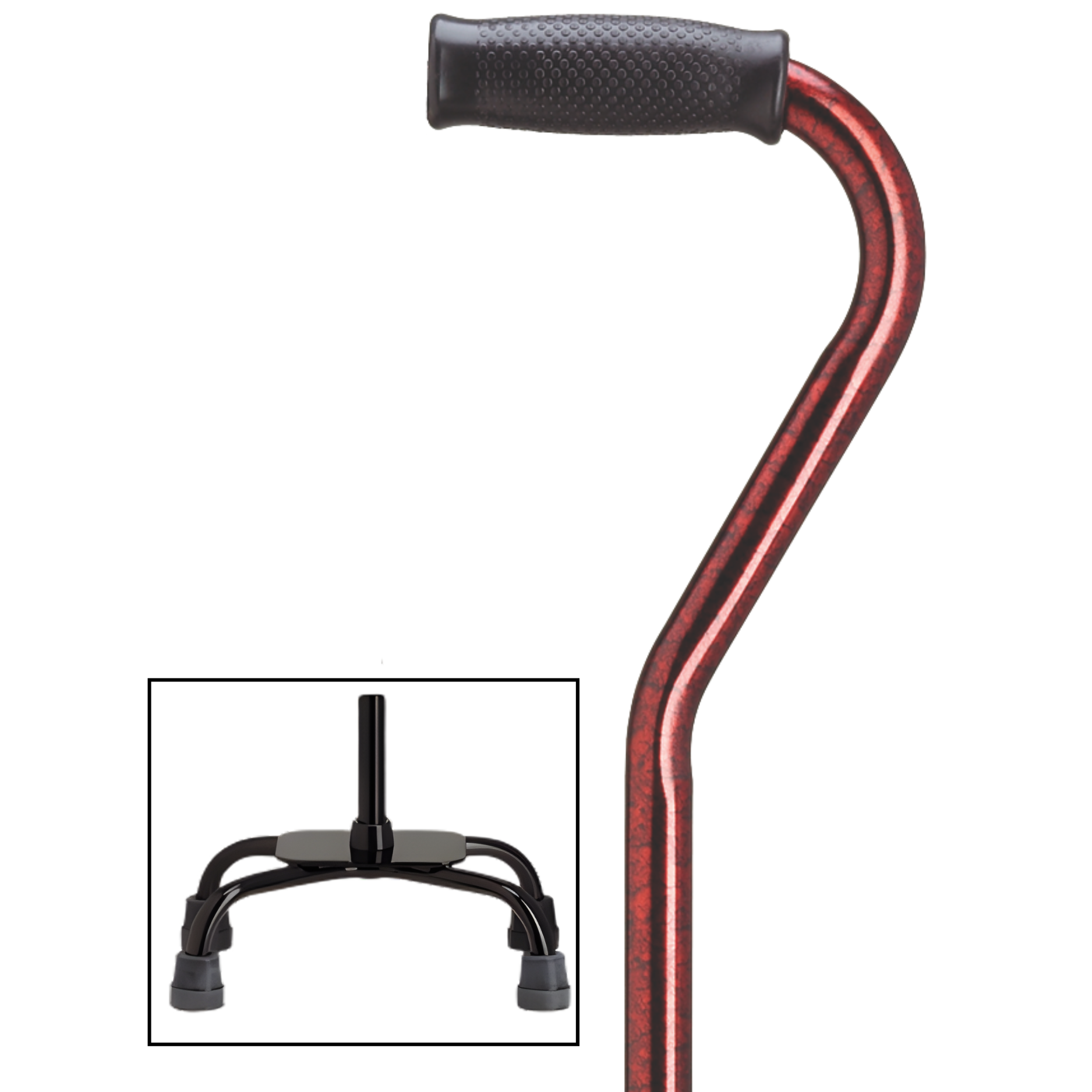 Adjustable Quad Cane with Offset Handle - 5 Colors