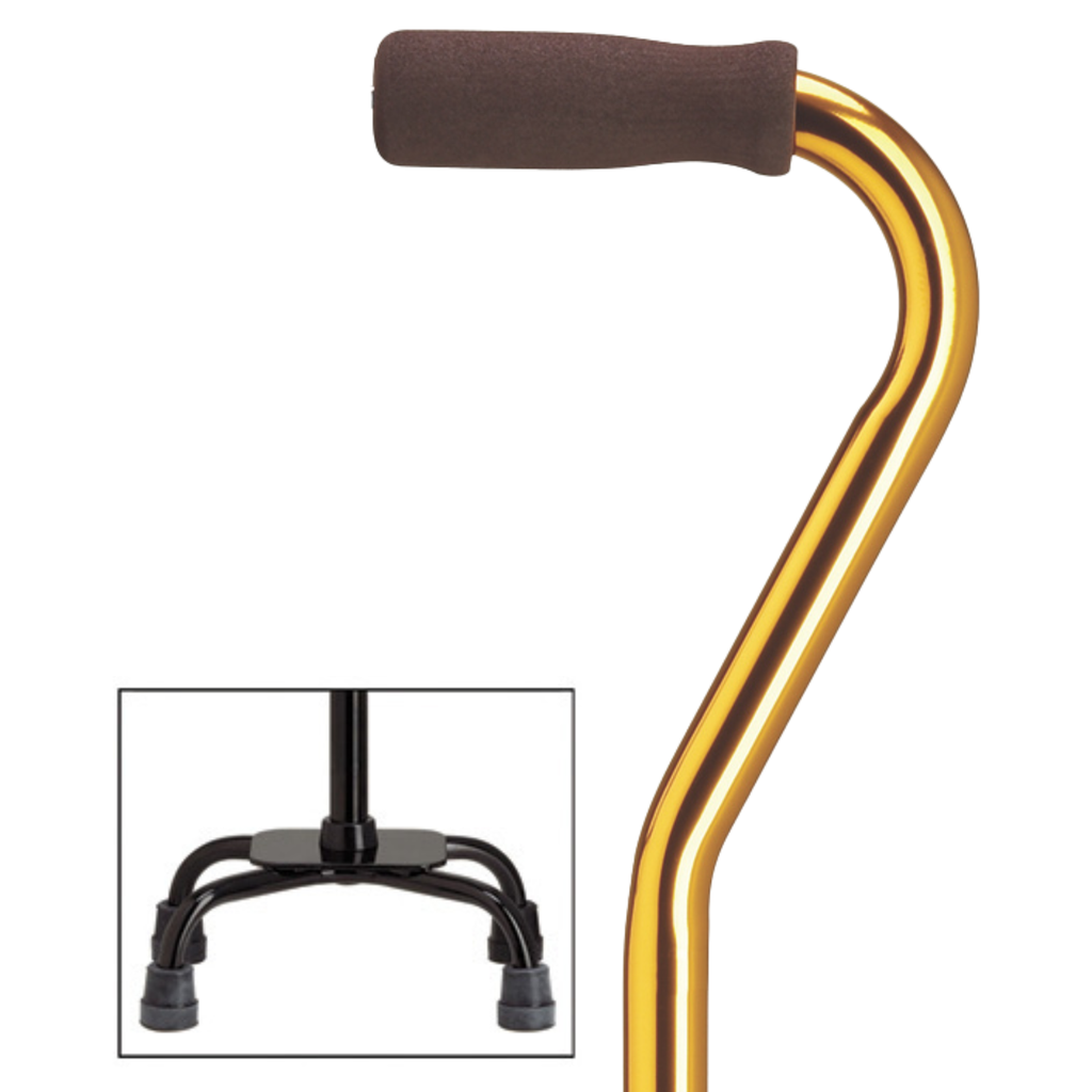 Premium Compact Quad Cane with Offset Handle, 250 lbs Support, Adjustable