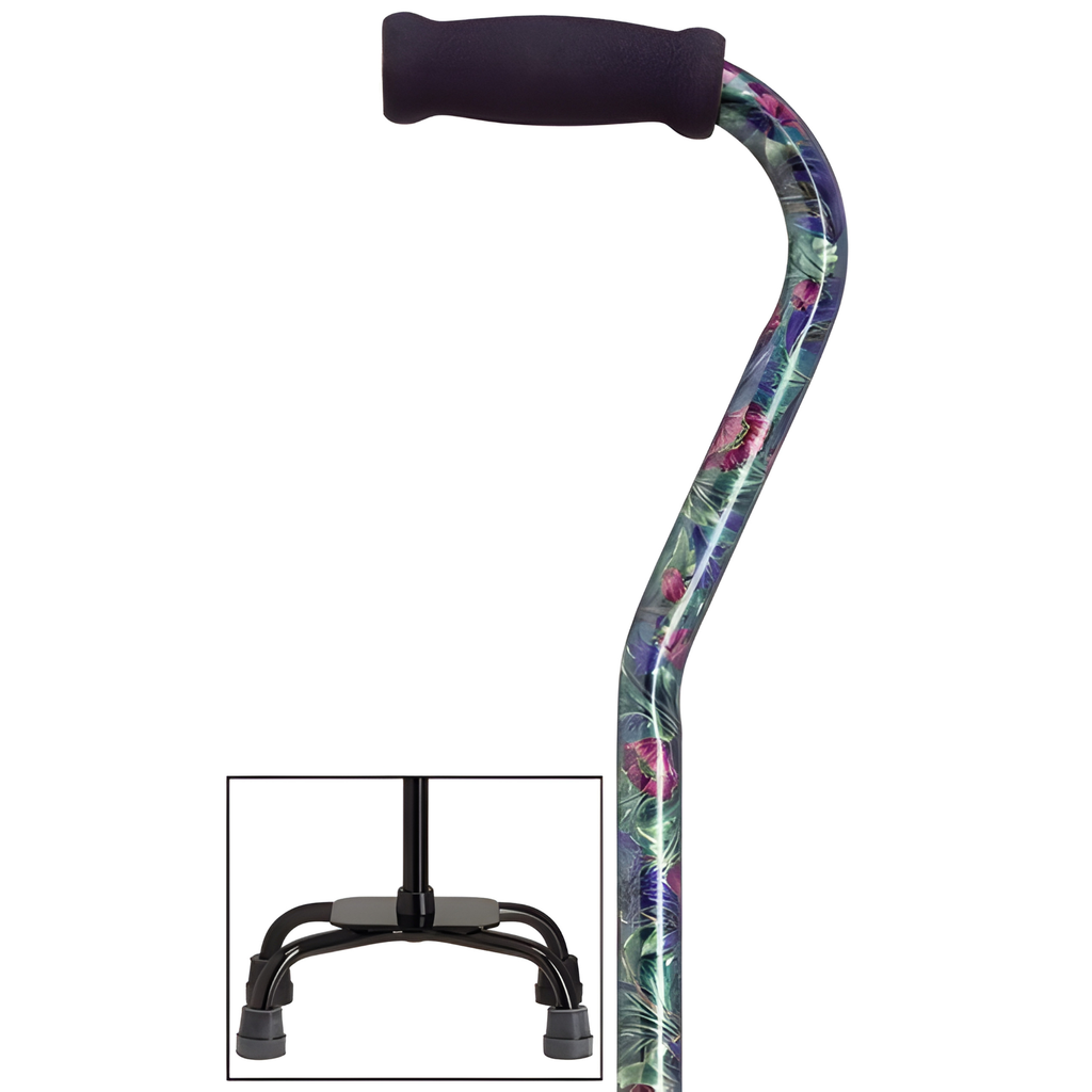 Sturdy Balance Quad Cane with Adjustable Height & Secure Grip