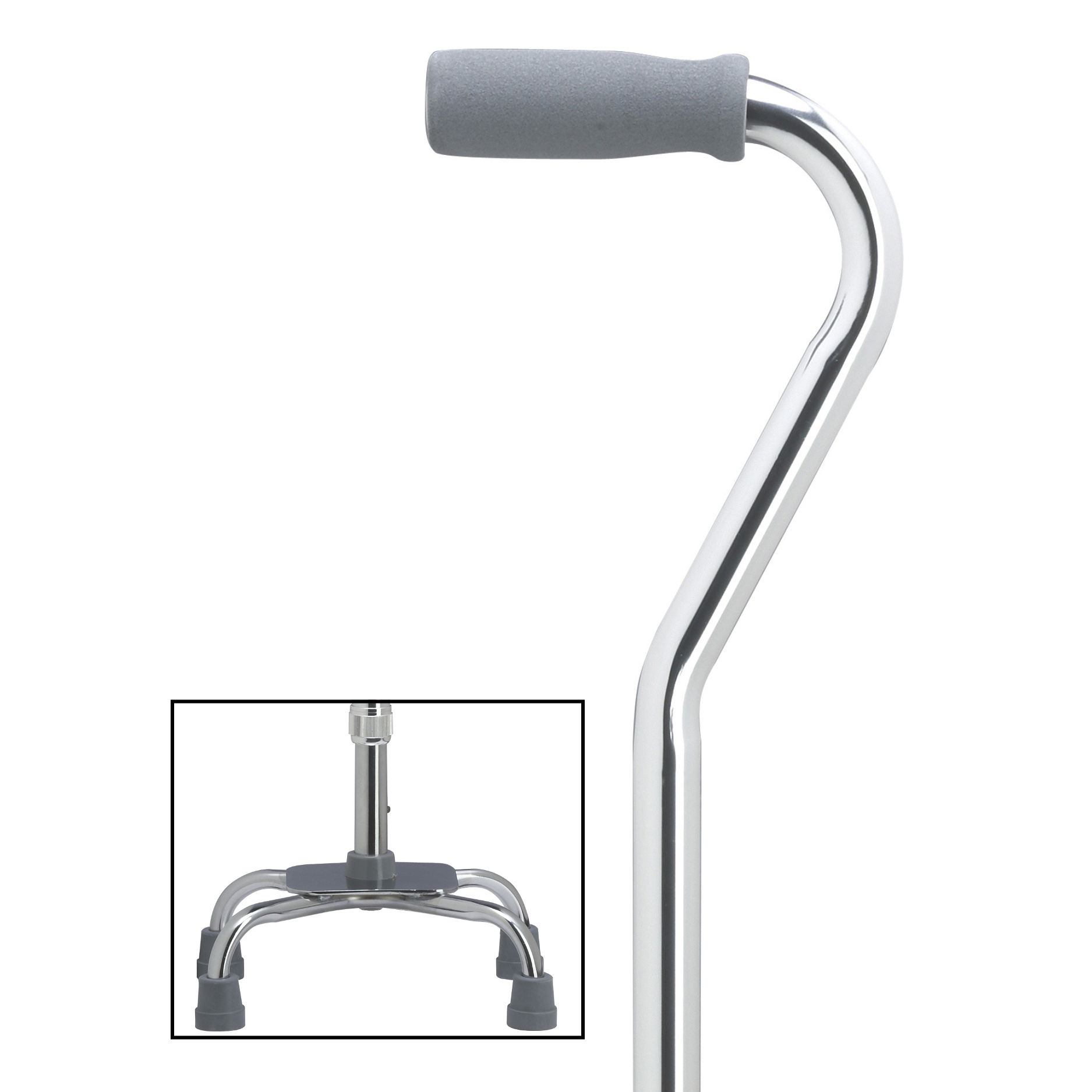 Premium Compact Quad Cane with Offset Handle, 250 lbs Support, Adjustable