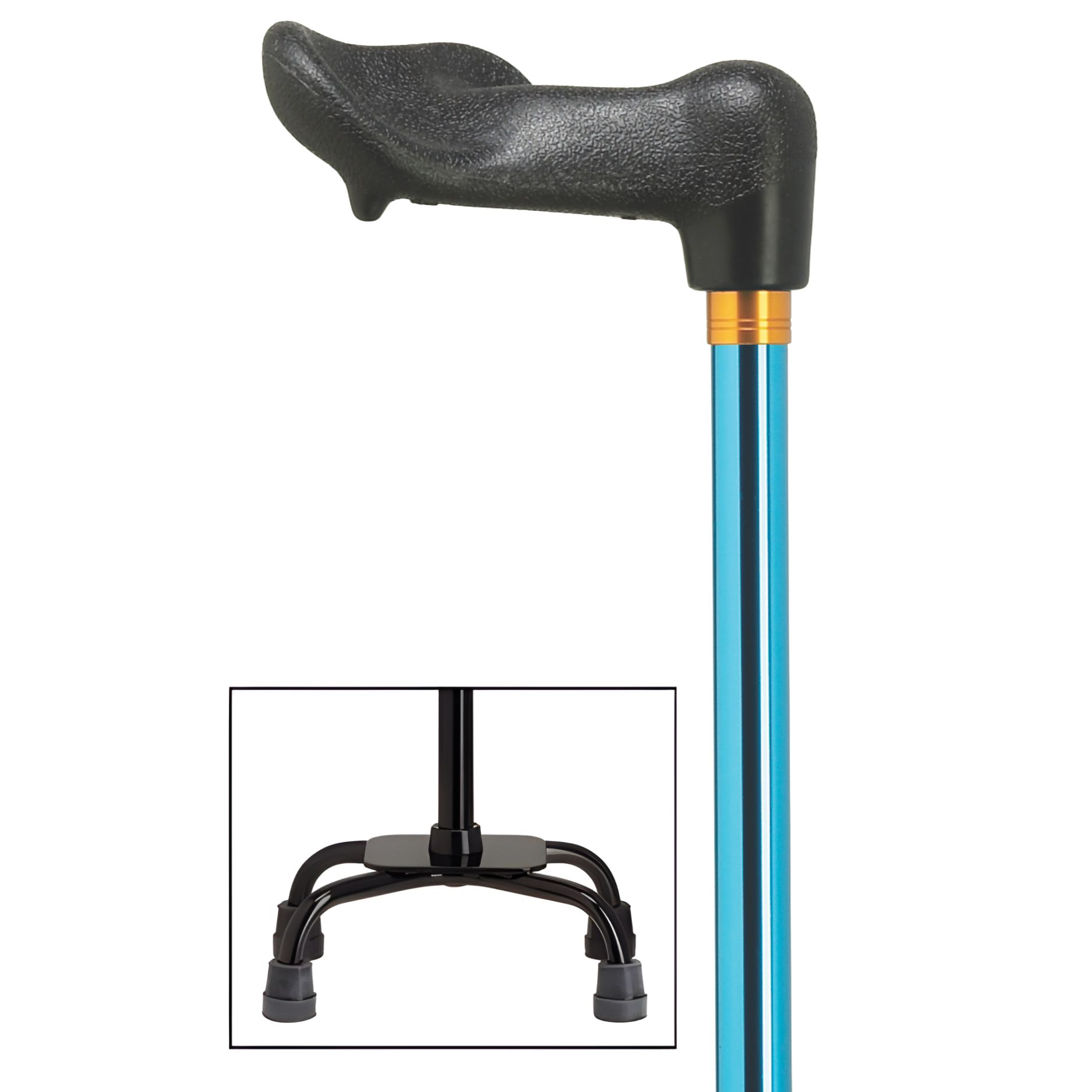 Adjustable Quad Cane with Molded Grip Handle