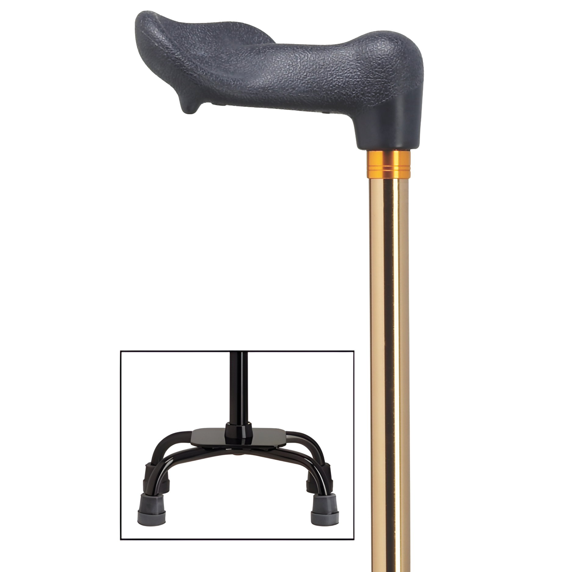 Adjustable Quad Cane with Molded Grip Handle