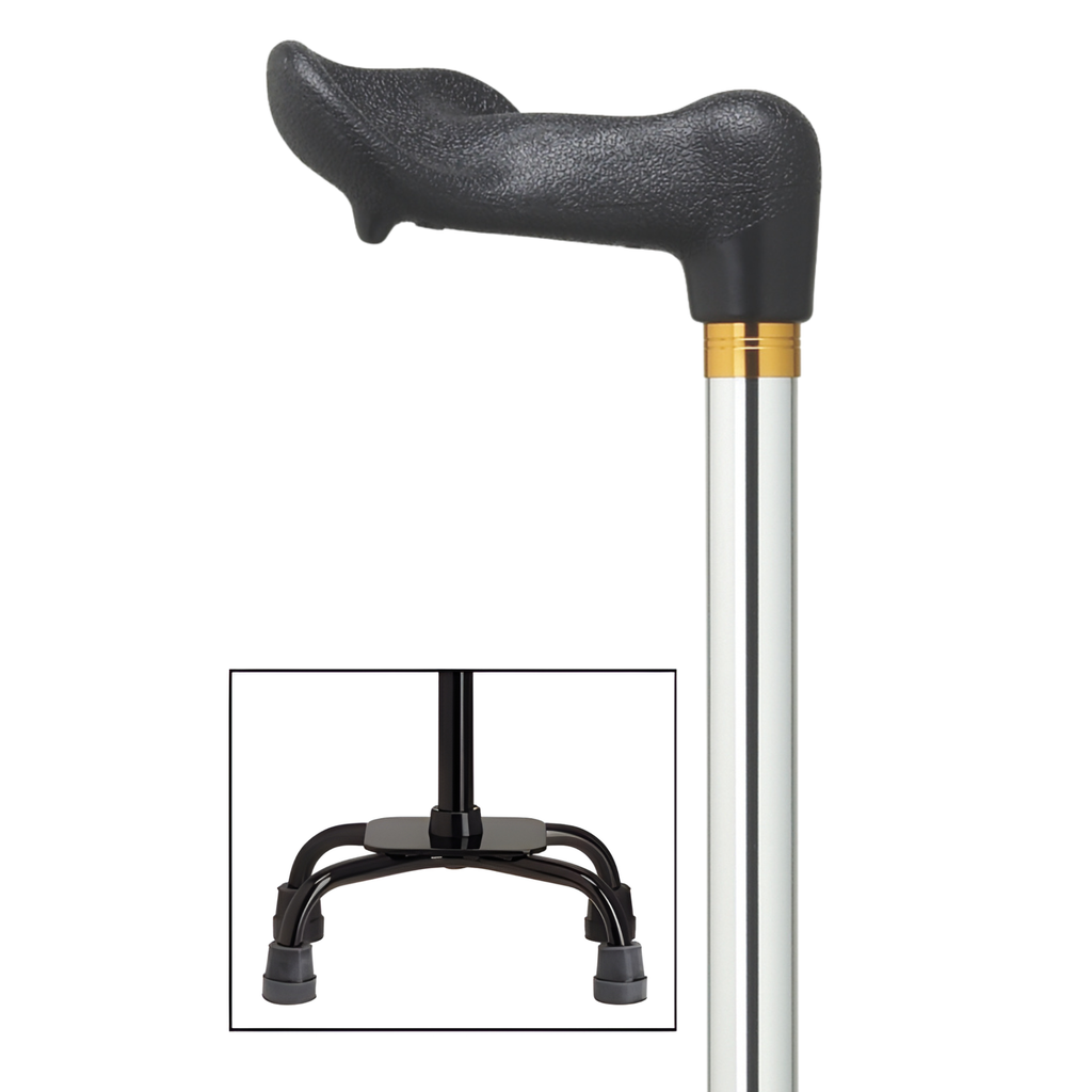 Adjustable Quad Cane with Molded Grip Handle
