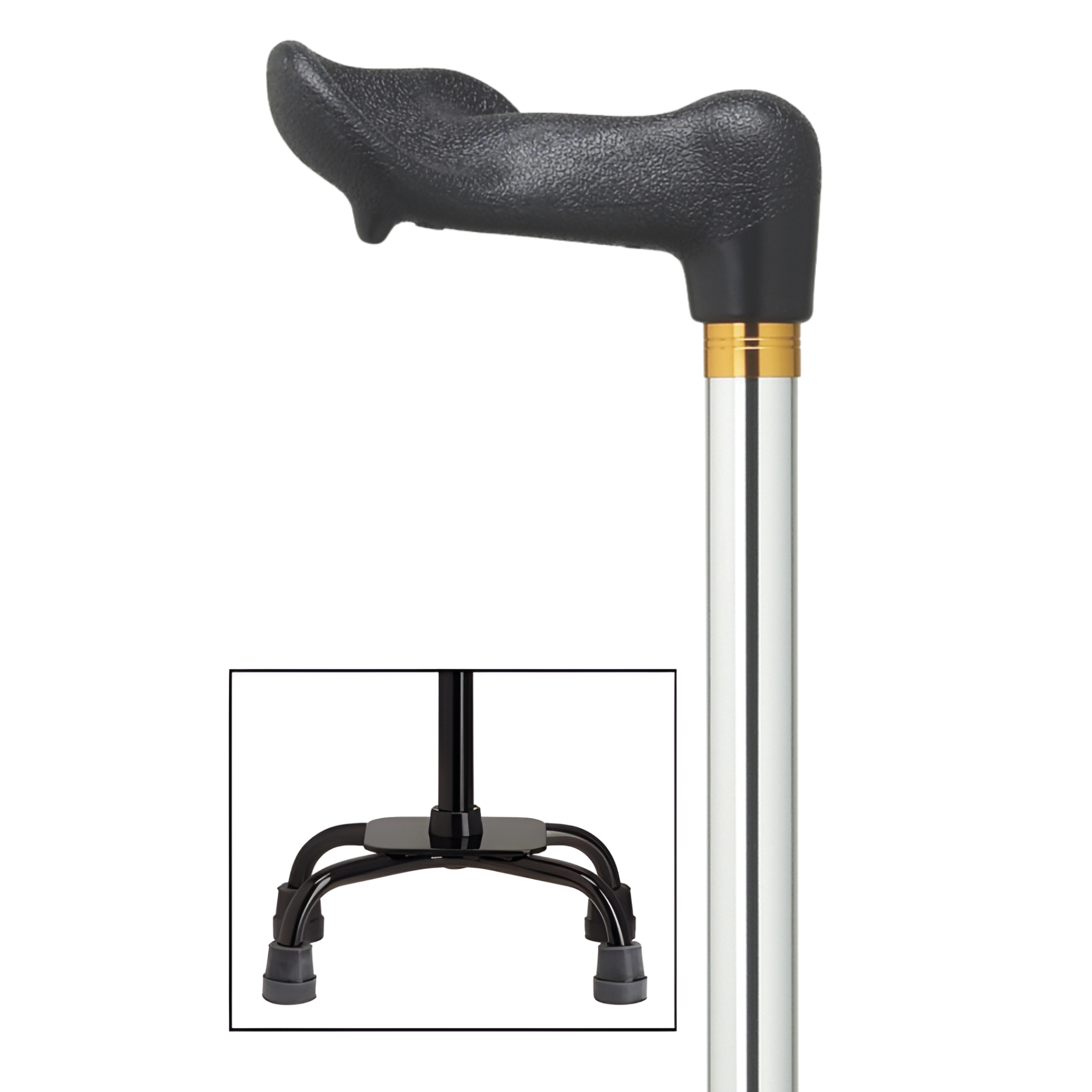 Adjustable Quad Cane with Molded Grip Handle