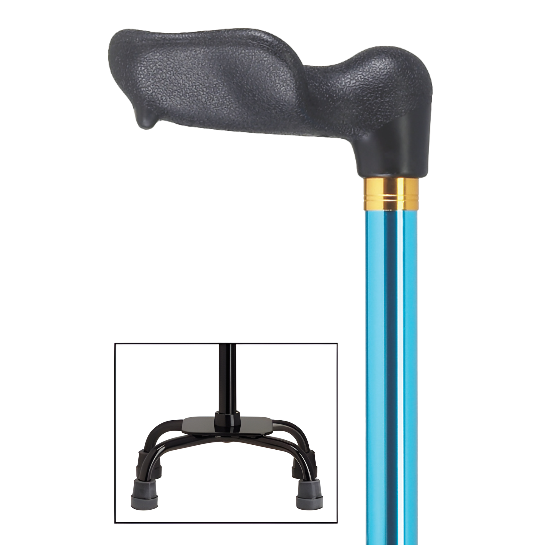 Adjustable Quad Cane with Molded Grip Handle