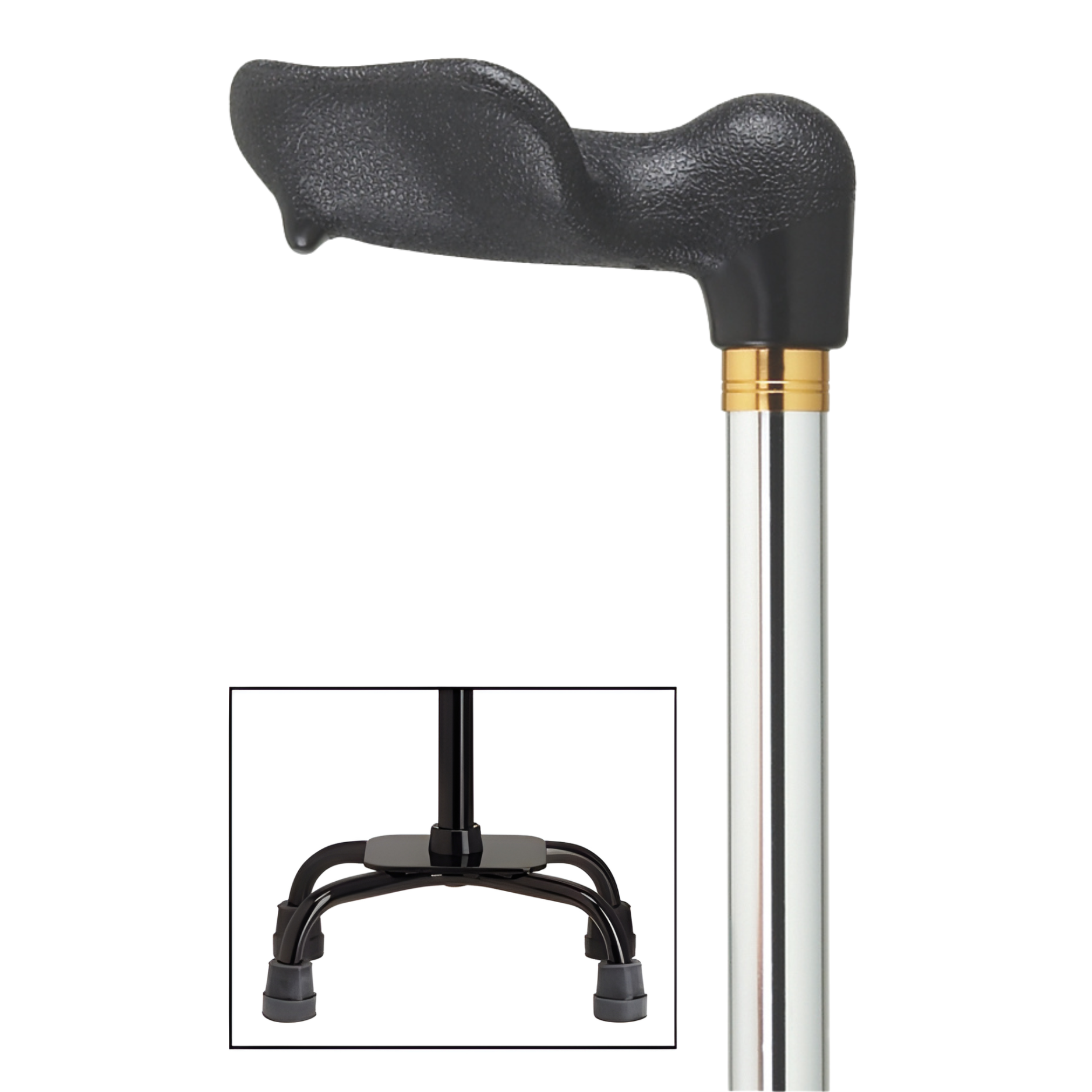 Adjustable Quad Cane with Molded Grip Handle