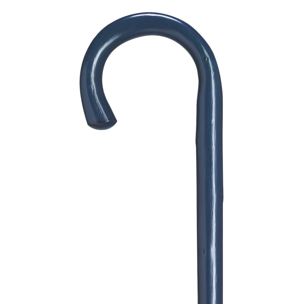 Men's German Chestnut Cane - Blue Stained, Crook Handle, 36 Sturdy