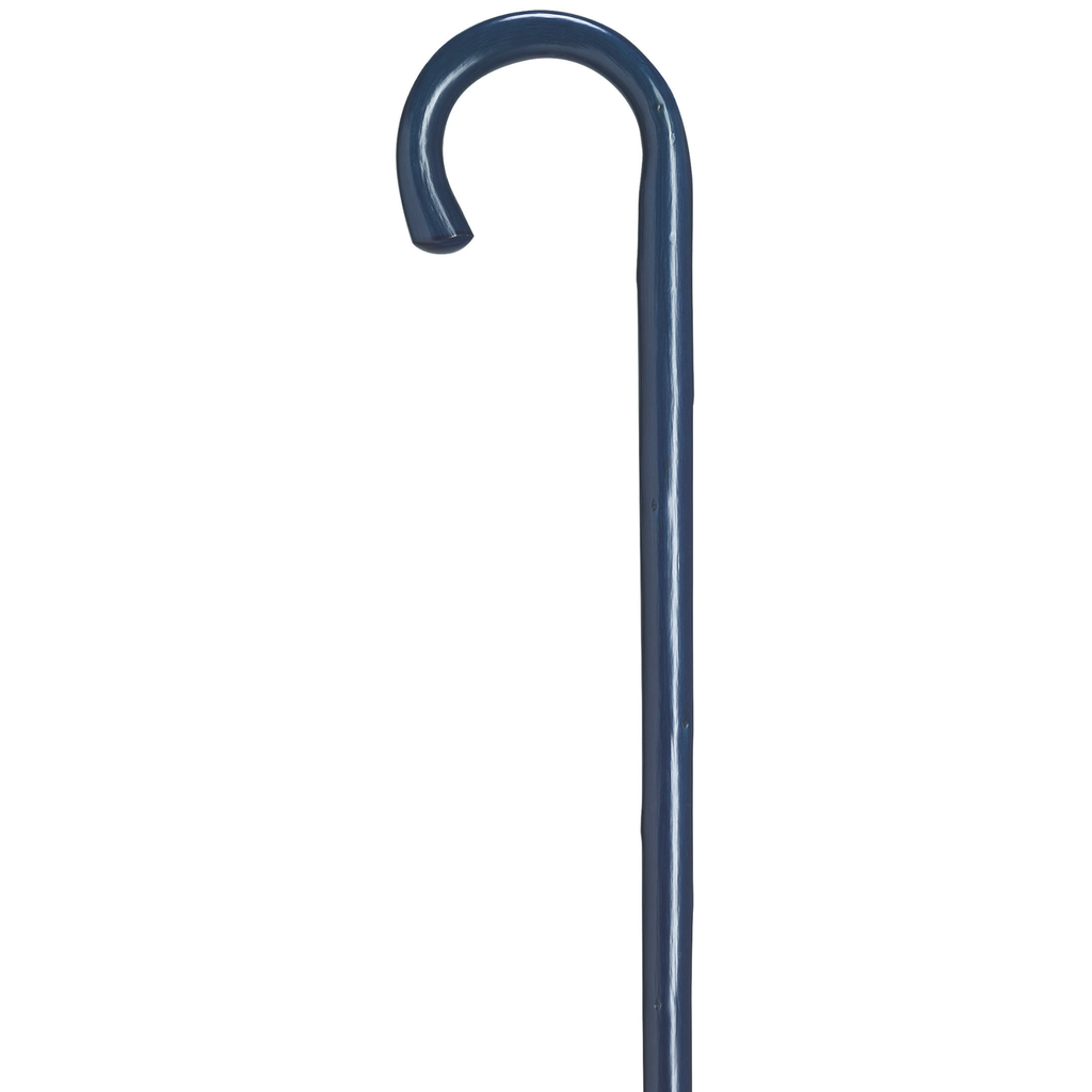 Men's German Chestnut Cane - Blue Stained, Crook Handle, 36 Sturdy