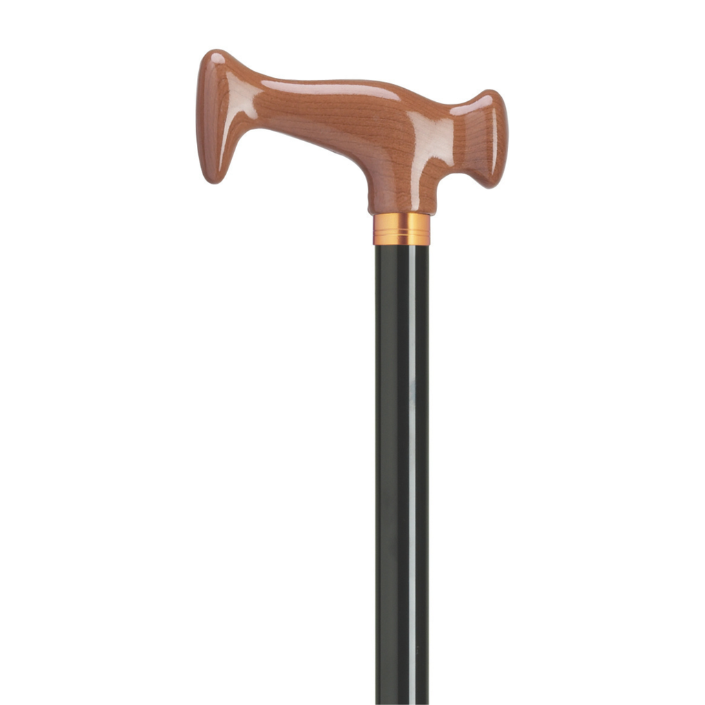 Adjustable Black Aluminum Cane - Comfort Grip