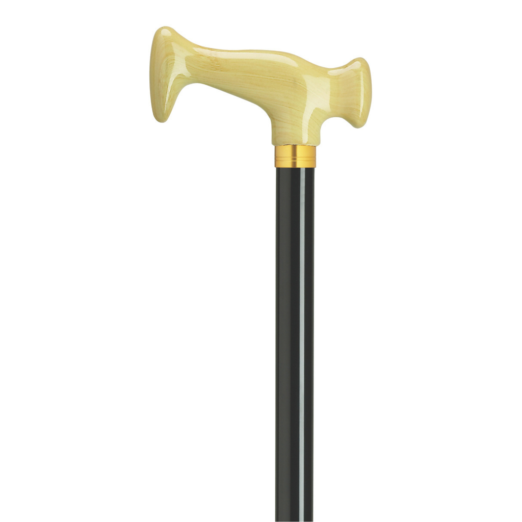 Adjustable Ivory Acrylic-Handled Walking Cane with Brass Accent
