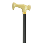 Adjustable Ivory Acrylic-Handled Walking Cane with Brass Accent