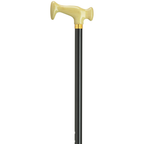 Adjustable Ivory Acrylic-Handled Walking Cane with Brass Accent