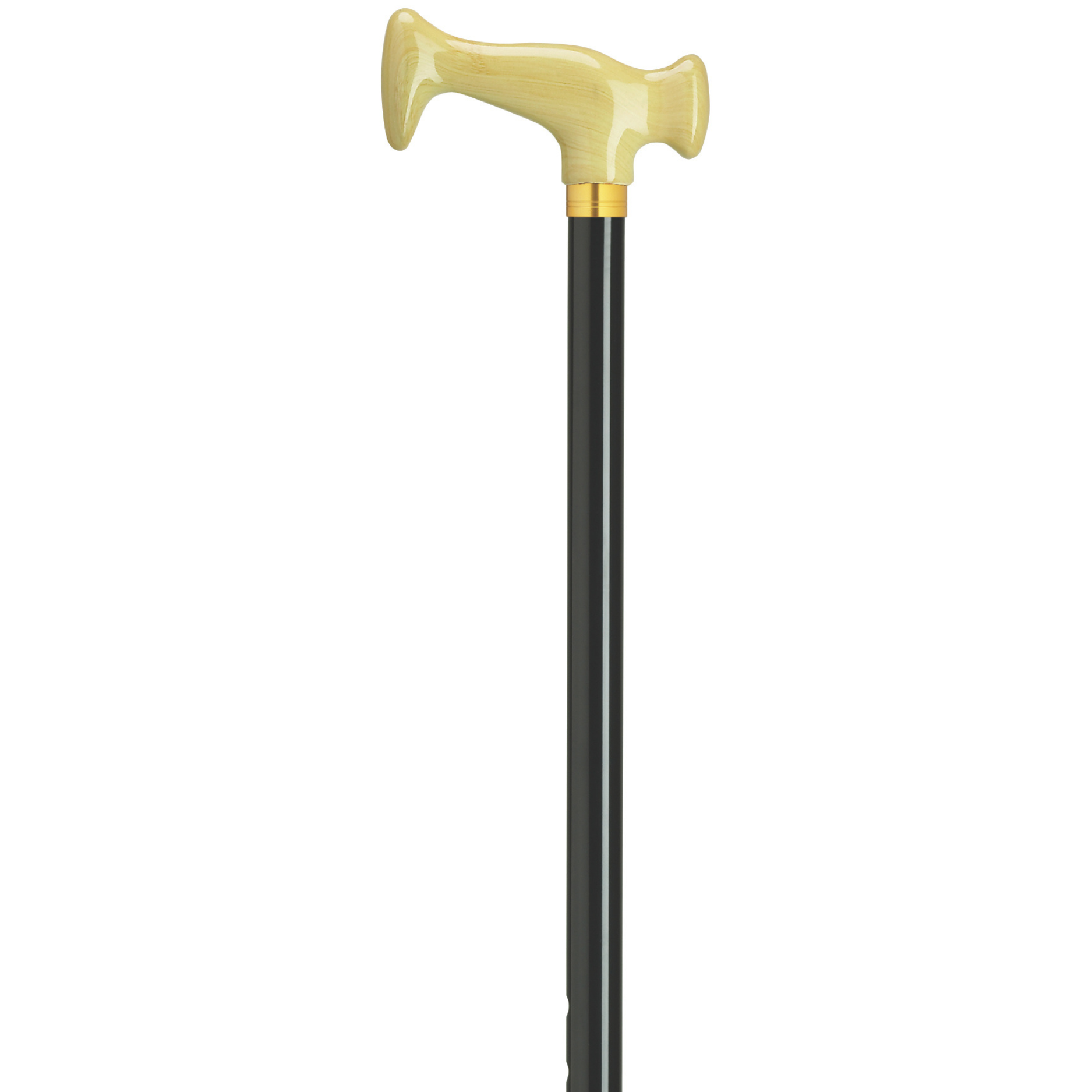 Adjustable Ivory Acrylic-Handled Walking Cane with Brass Accent