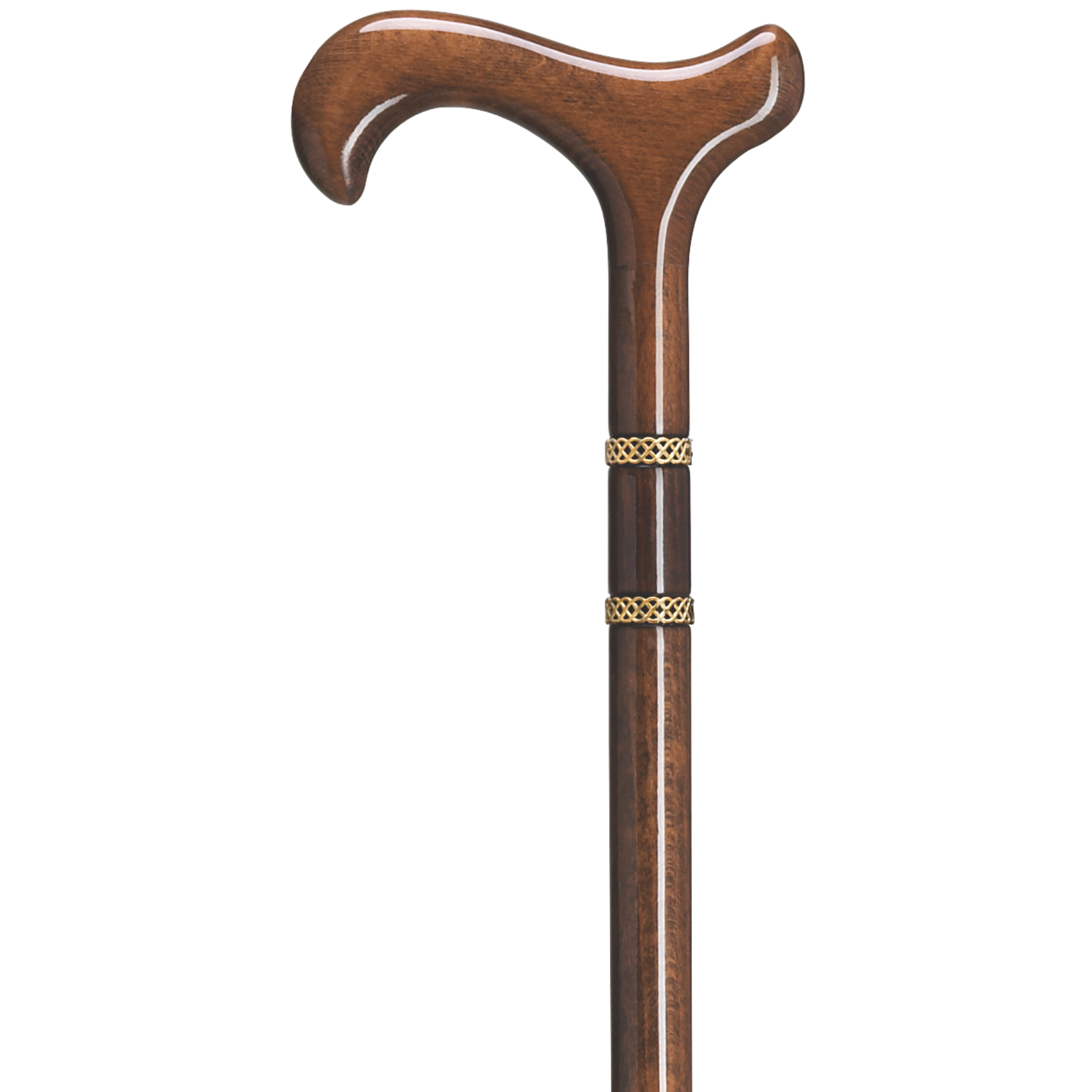 Bijoux Unisex Walnut Derby Cane with Brass Friendship Rings
