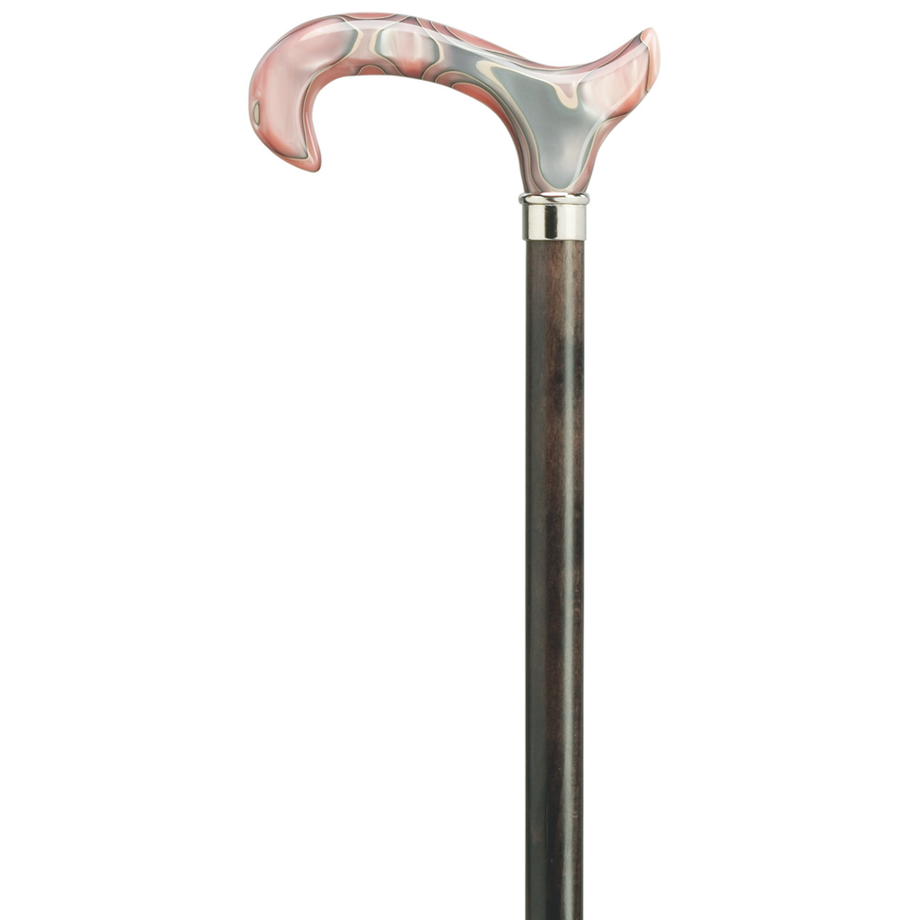 Pink Marbleized Acrylic Derby Cane