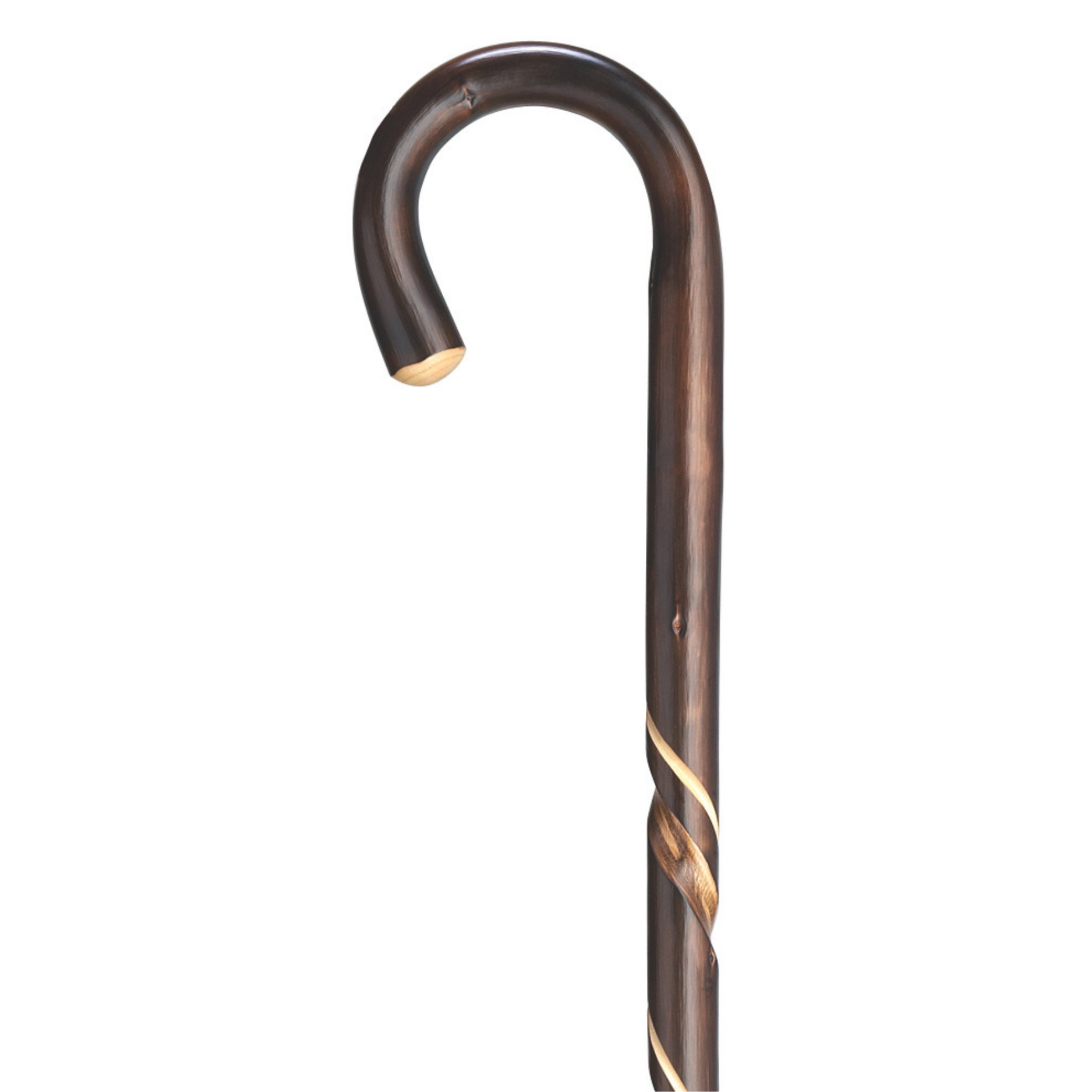 Hand Carved Spiral Crook Cane