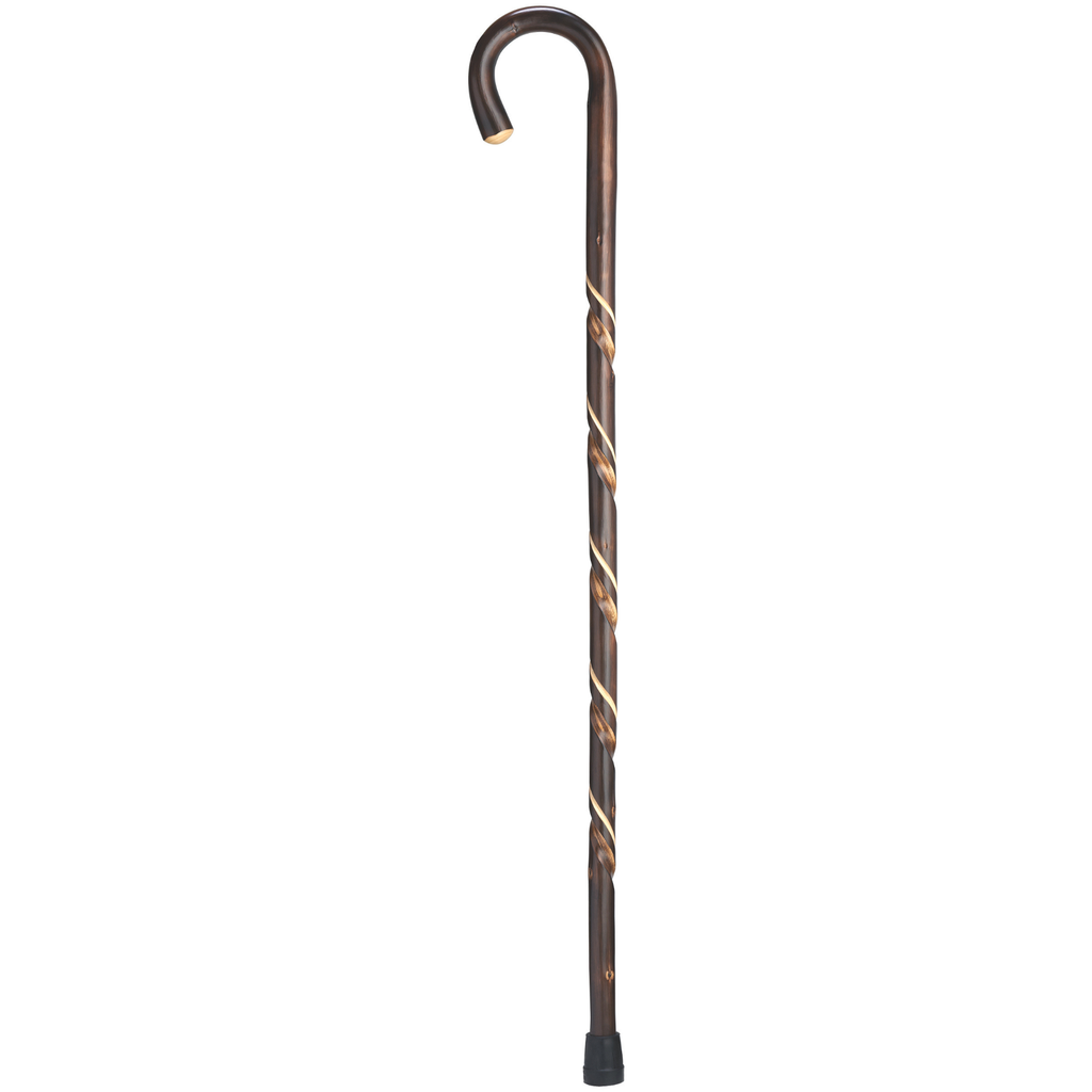 Hand Carved Spiral Crook Cane