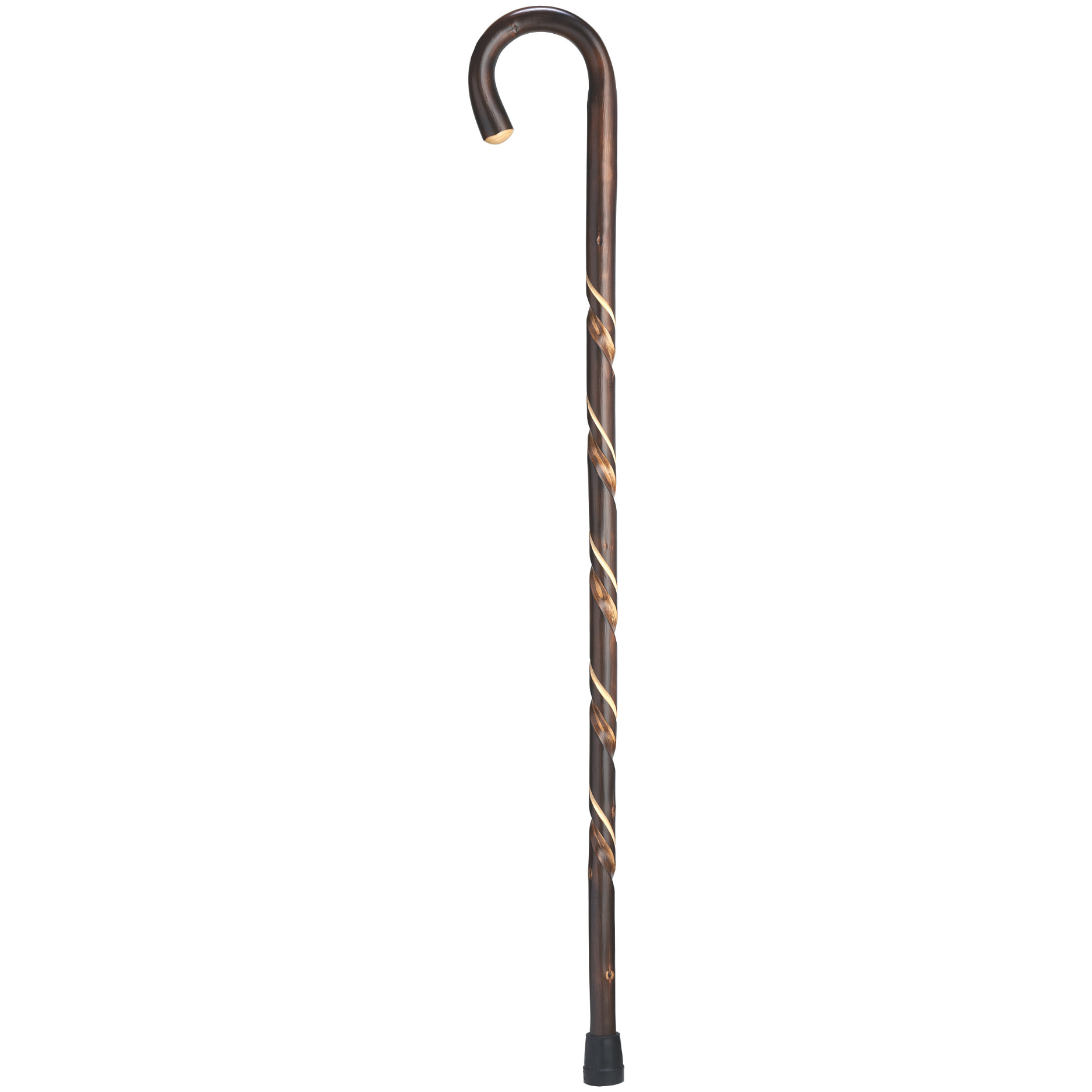 Hand Carved Spiral Crook Cane