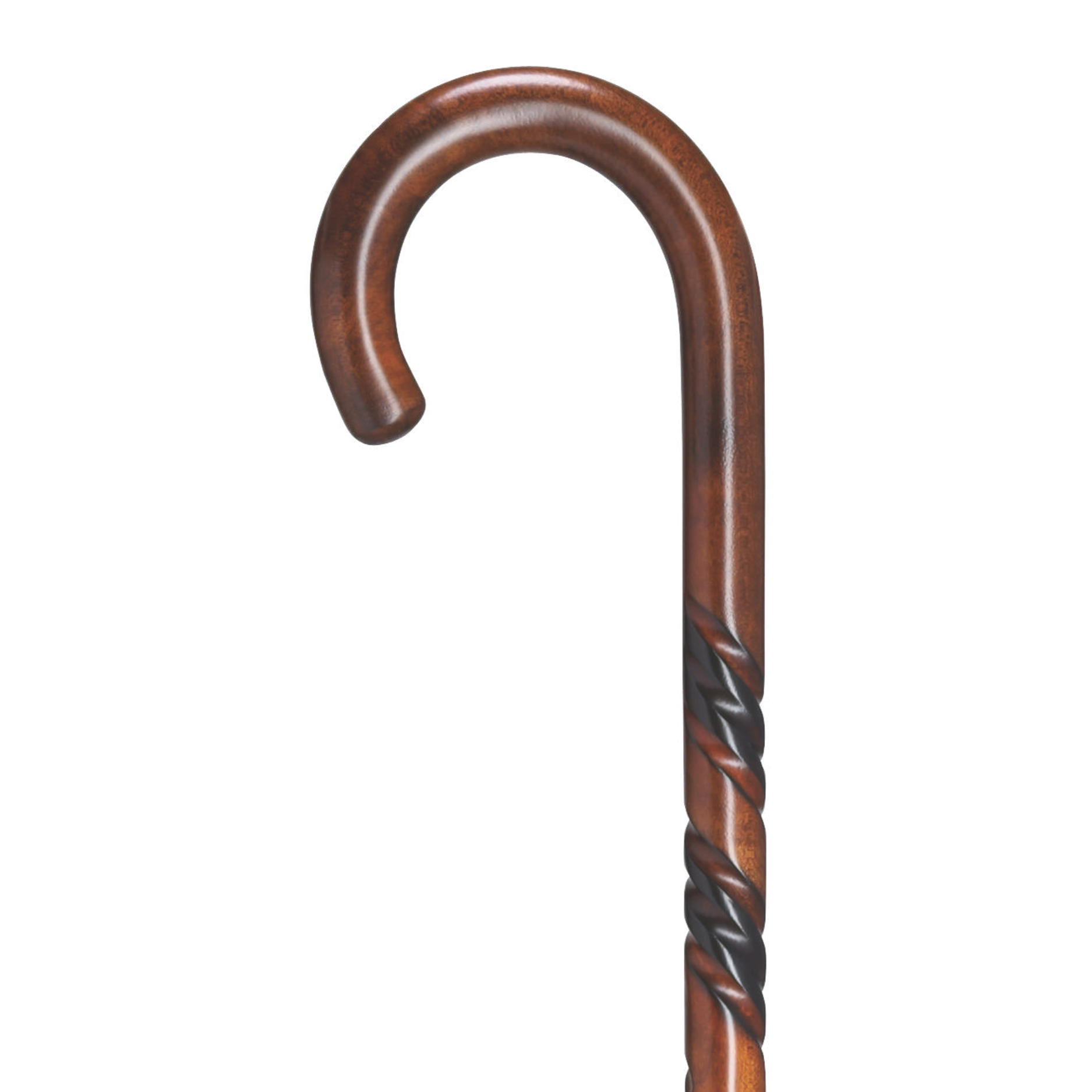 Cherry Maple Crook Handle Cane - German Craft Triple Twist Design
