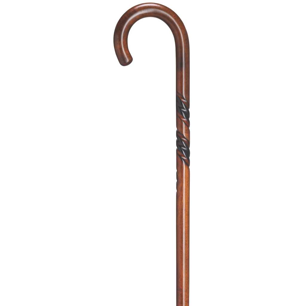 Cherry Maple Crook Handle Cane - German Craft Triple Twist Design