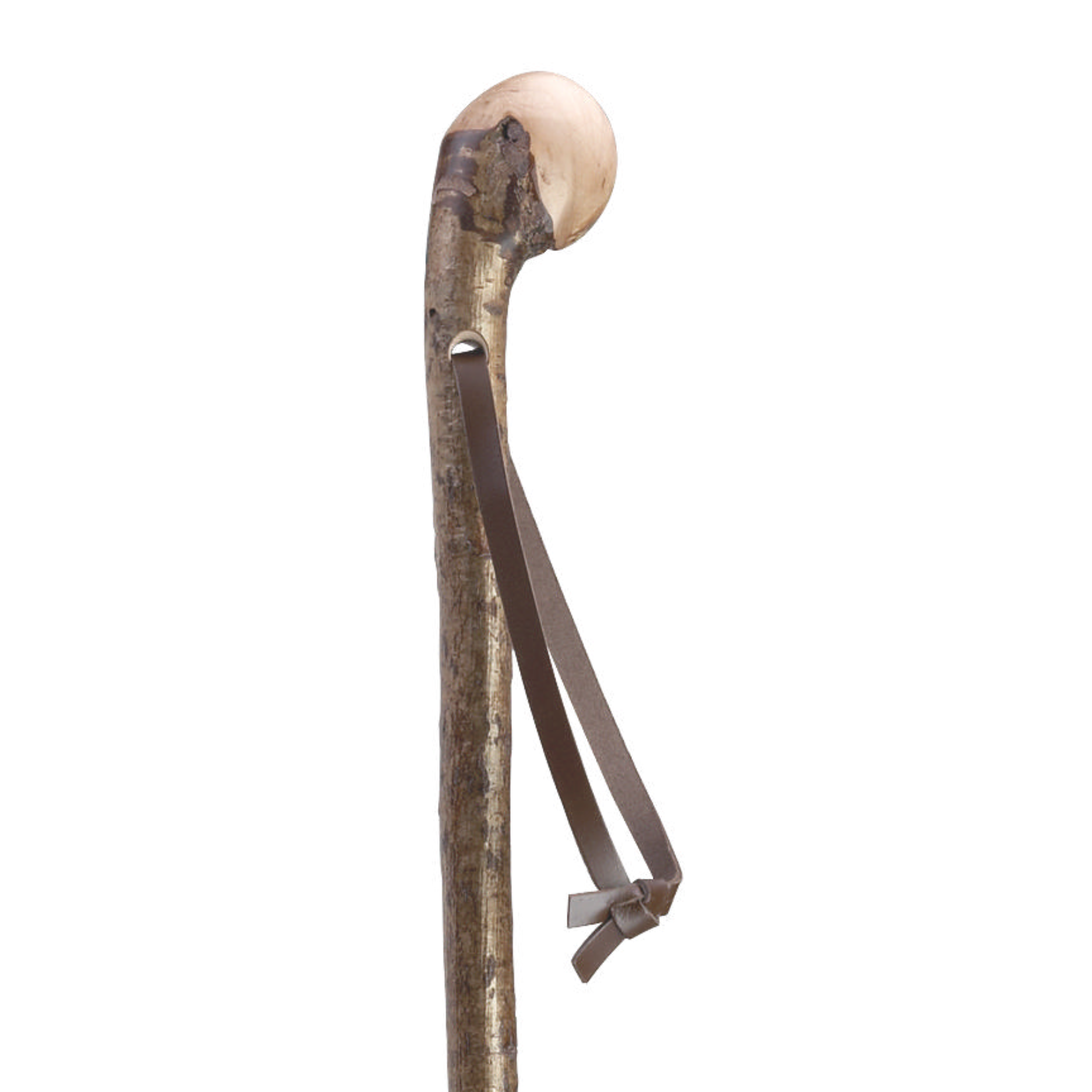 German Hazelwood Walking Stick with Leather Strap, 36-inch Natural