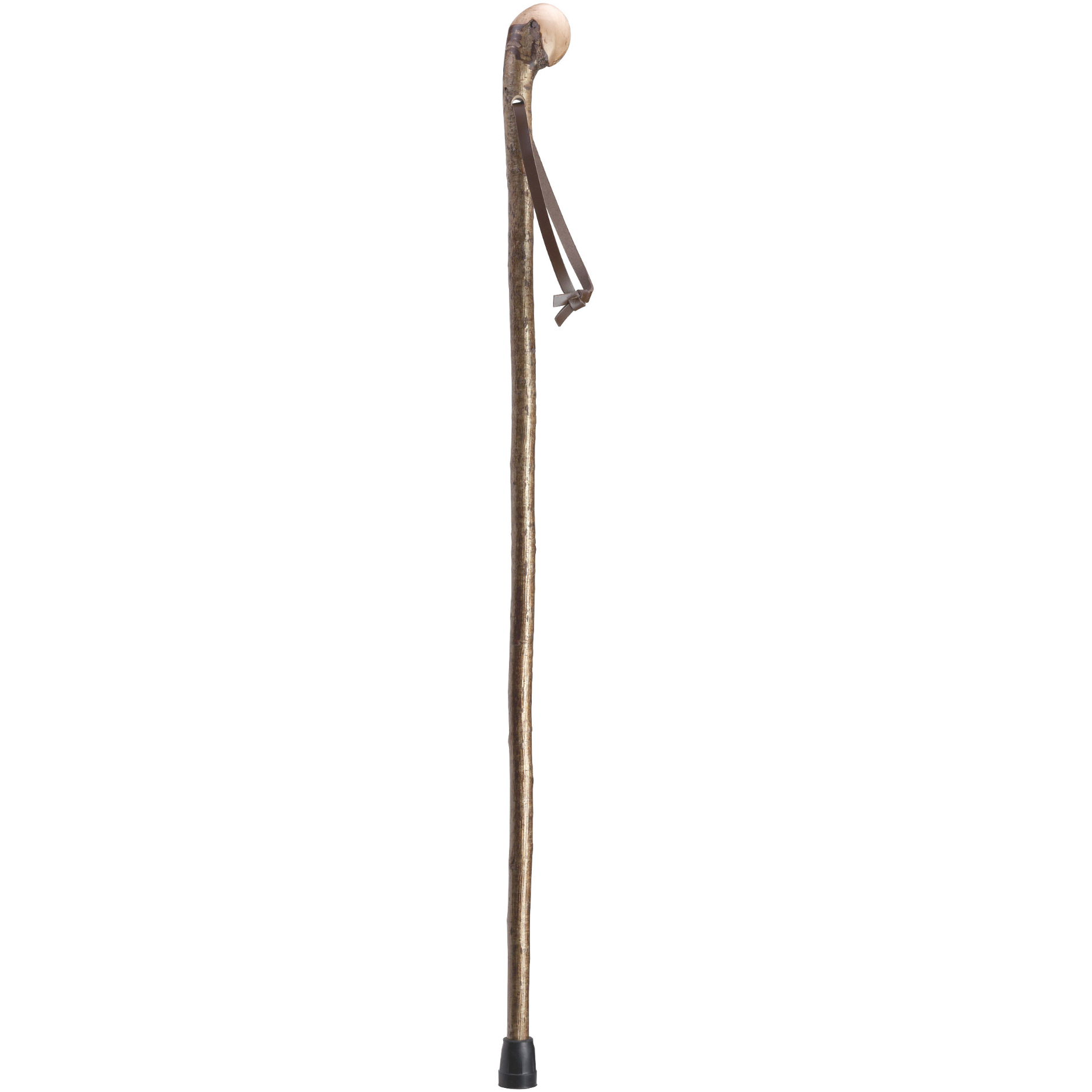 German Hazelwood Walking Stick with Leather Strap, 36-inch Natural