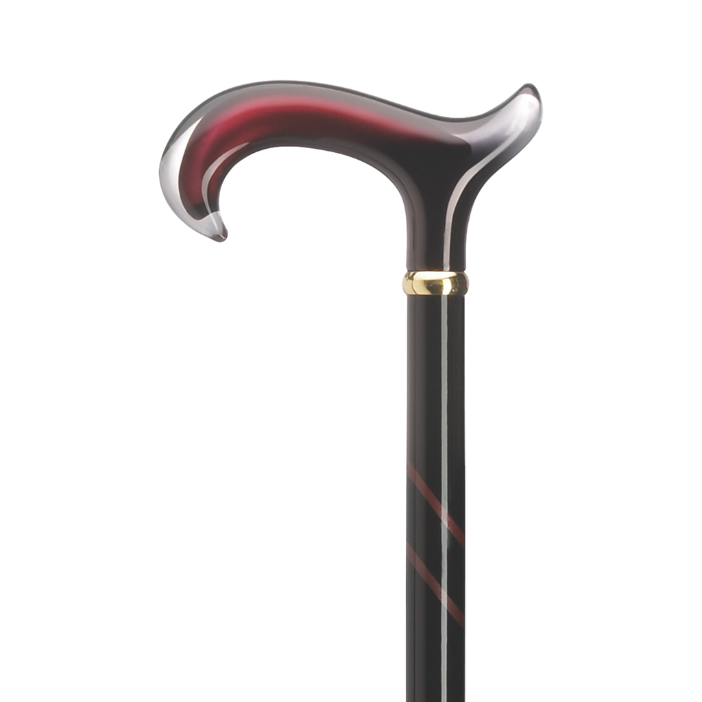 Burgundy Acrylic Derby Cane - Stripe Tease