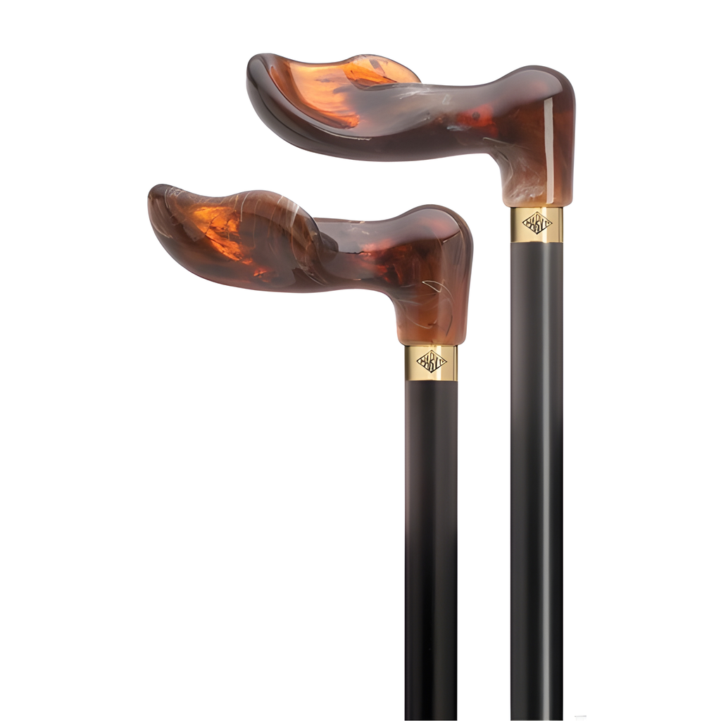 Palm Grip Walking Cane- Amber on Black