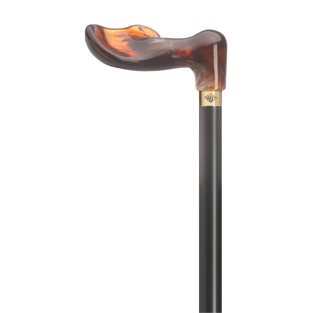 Palm Grip Walking Cane- Amber on Black