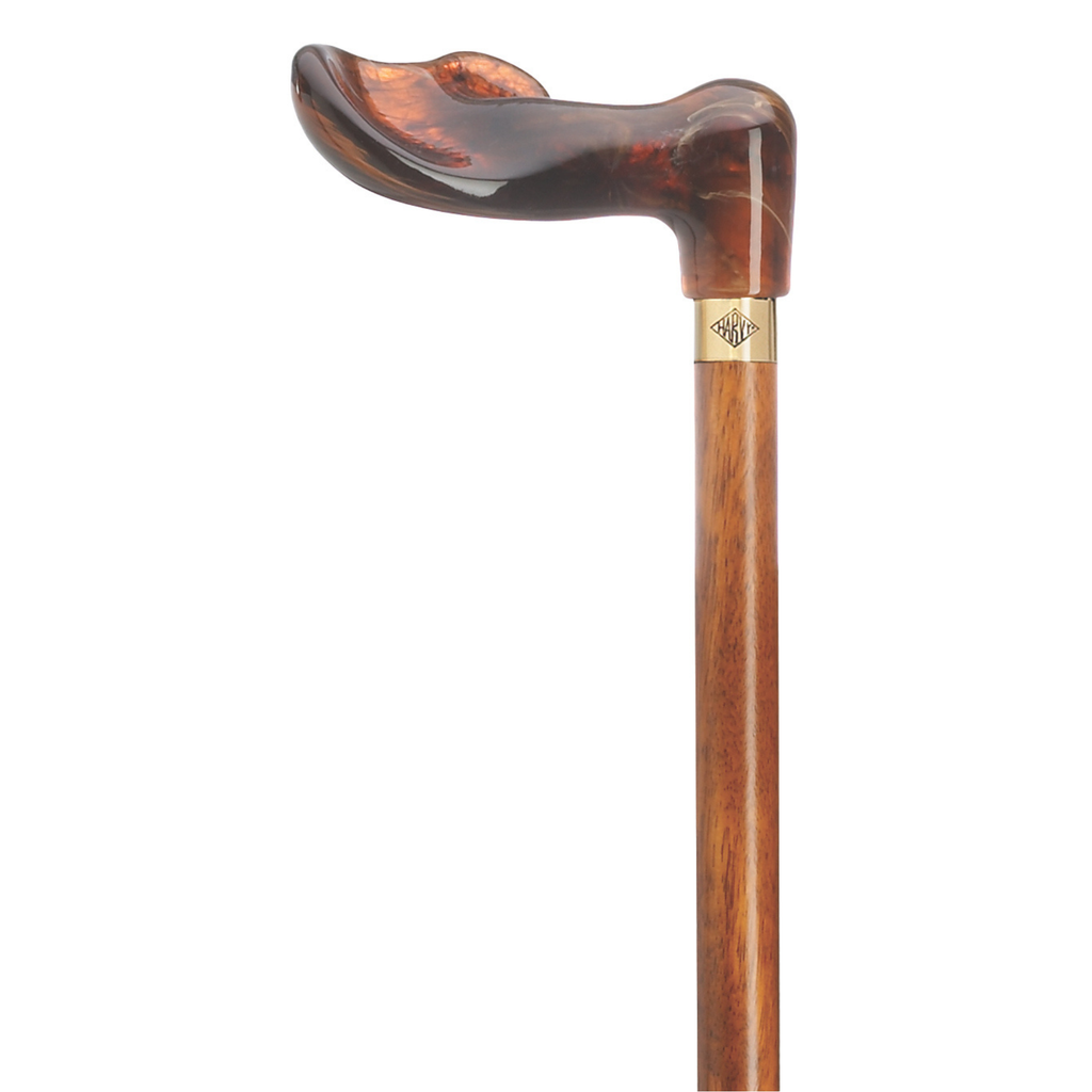 Amber Acrylic Palm Grip Cane-Right Hand