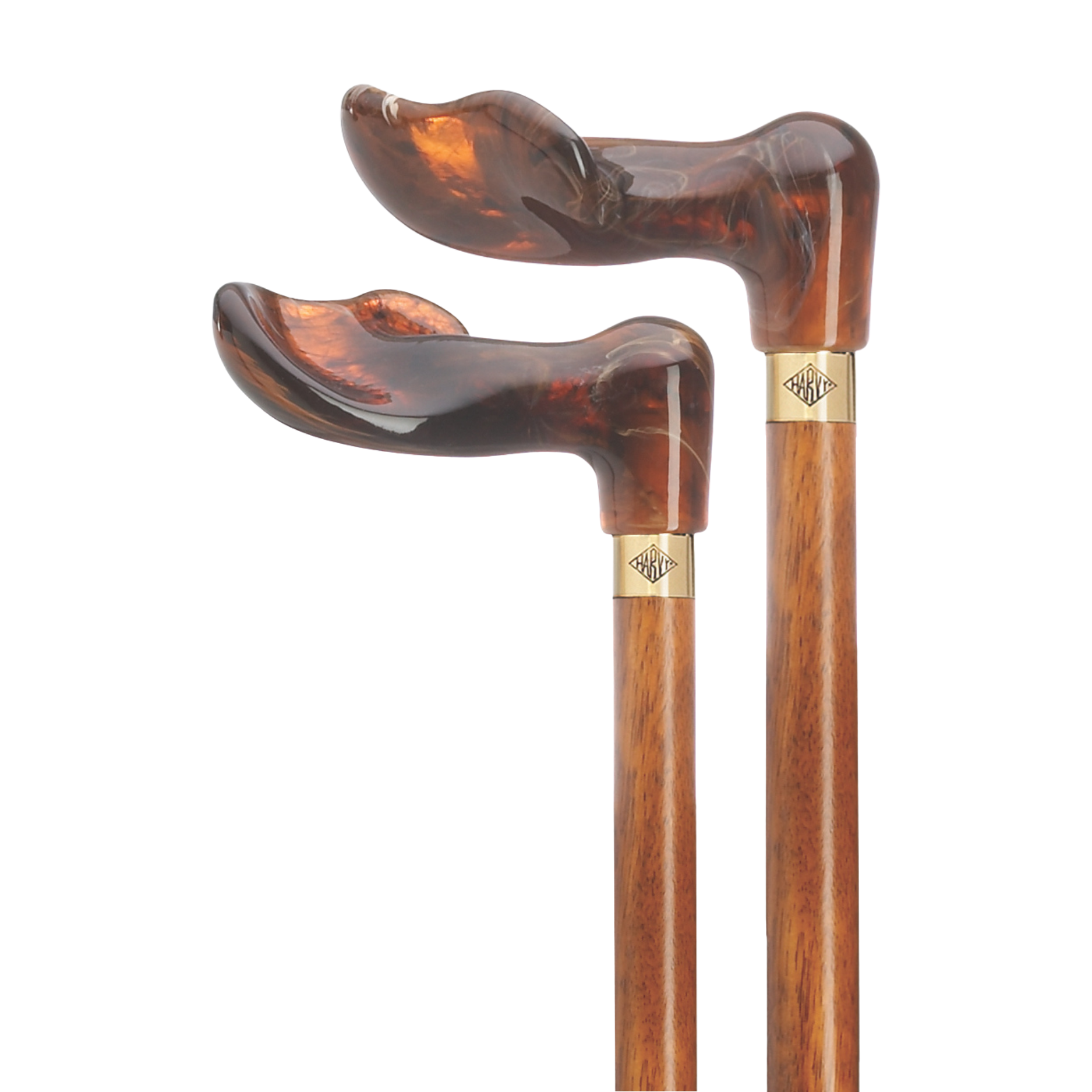 Amber Acrylic Palm Grip Cane-Left Hand