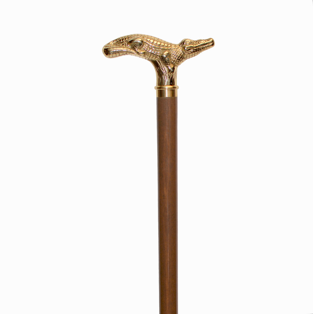 Elegant Alligator Brass Derby Cane - Stability and Support