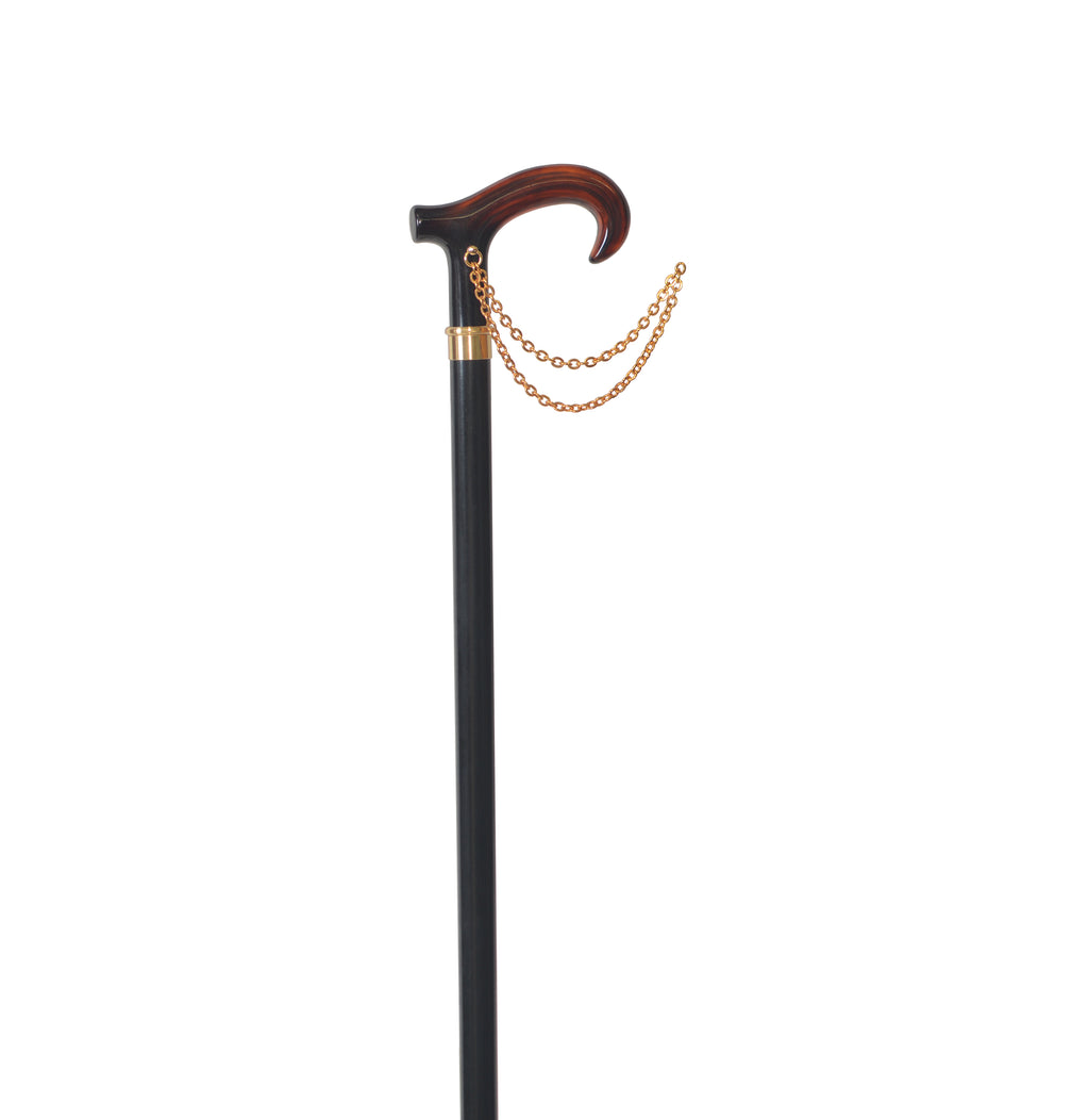 Elegant Italian Derby Handle Walking Cane with Gold Accent