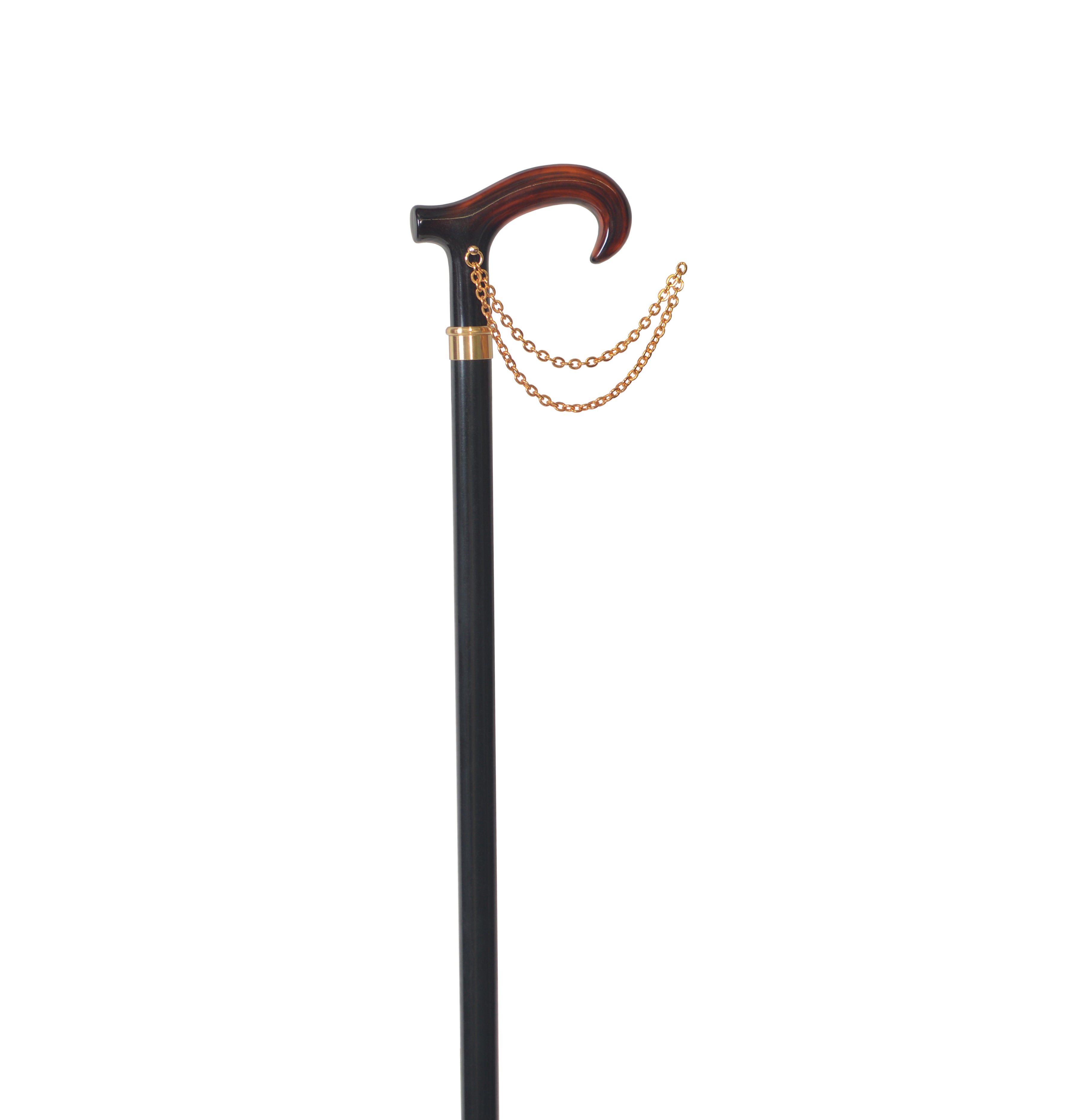 Elegant Italian Derby Handle Walking Cane with Gold Accent